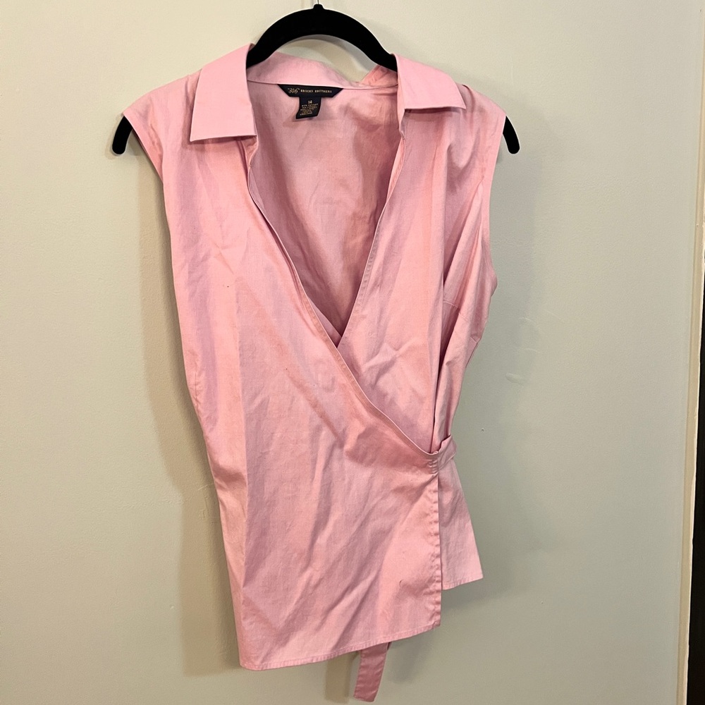 Brooks Brothers Pink Wrap Sleeveless Blouse